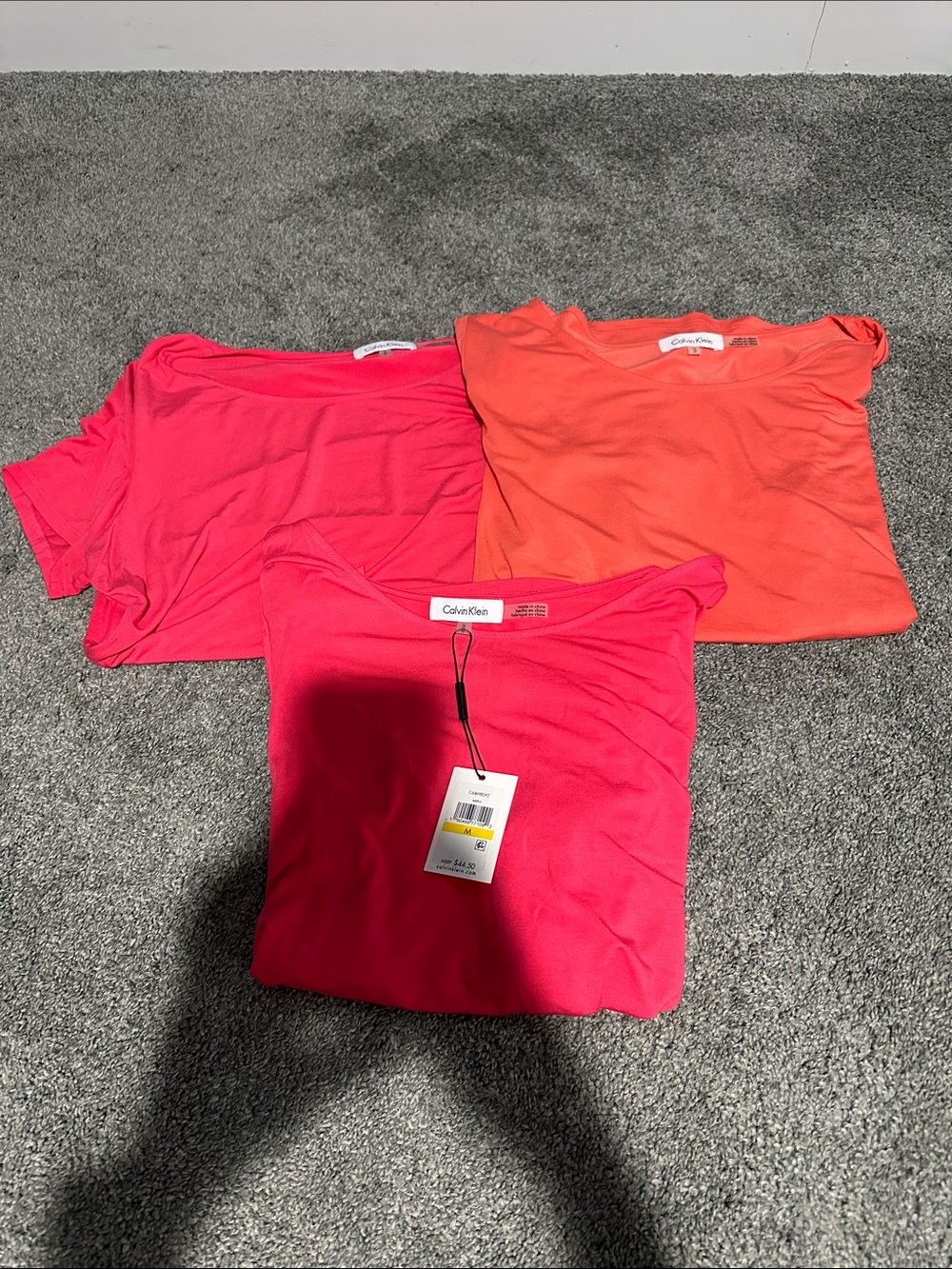 Calvin Klein Neon Pink and Coral Short Sleeve Tee Trio